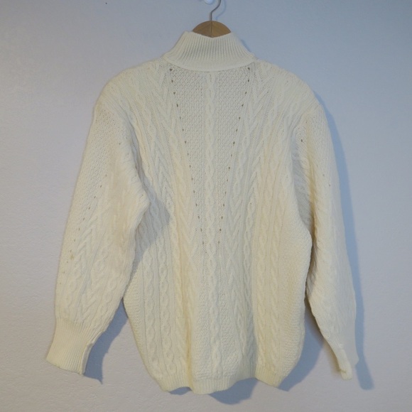 Vintage‎ Ann Taylor Cable Knit Wool Sweater Turtleneck Ivory Cream - Picture 8 of 12